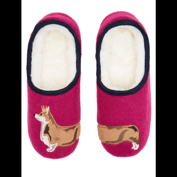 Joules Shoes Joules Felt Embroidered Dog Slippers Slippets Pink